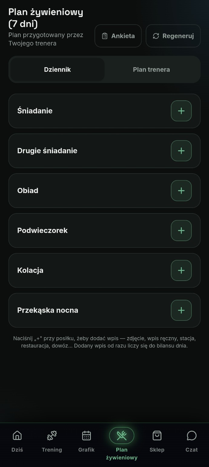 Żywienie — rzeczywisty ekran EMS GO